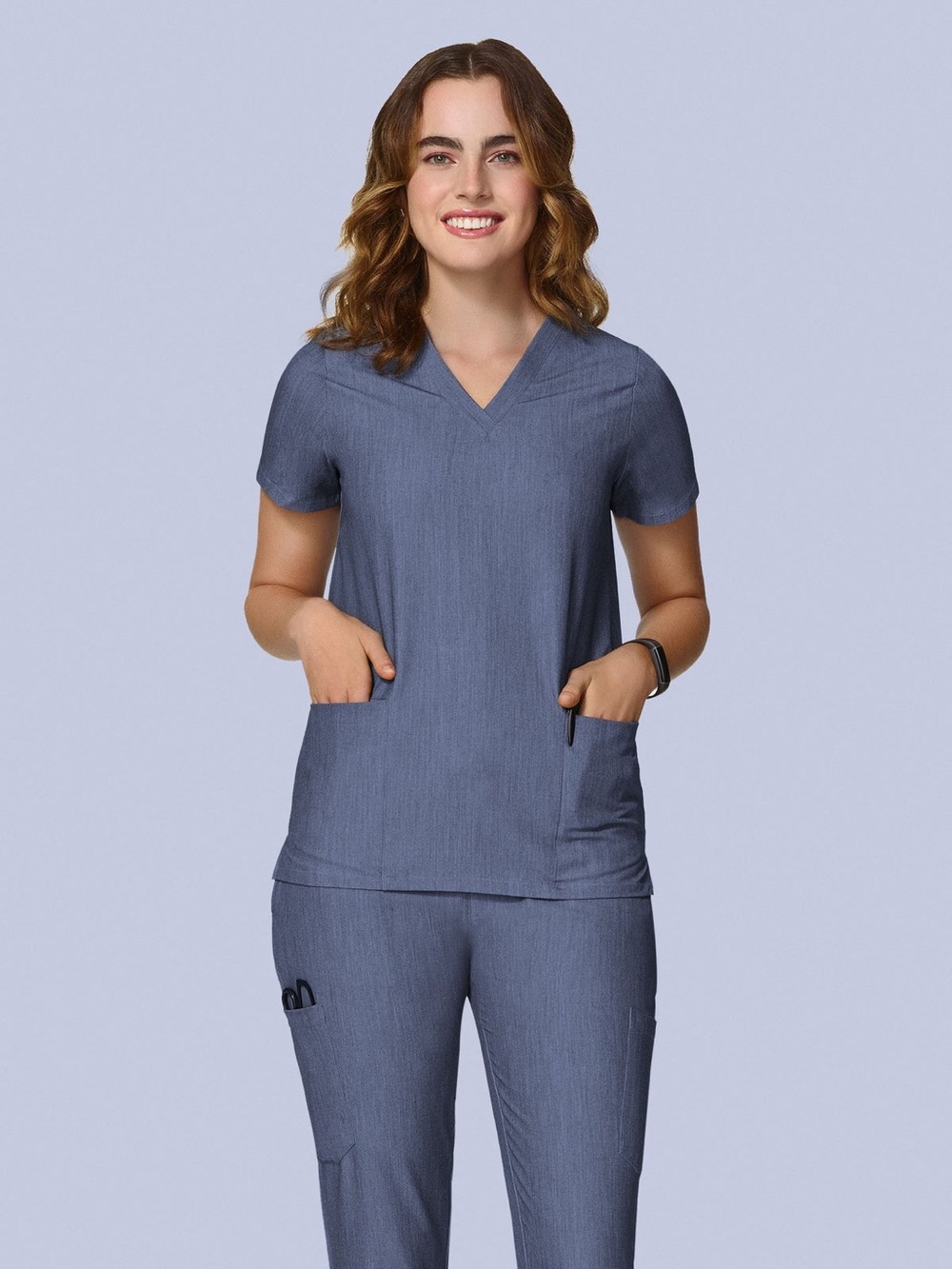 Mandala 6 Pocket Top Heather Denim